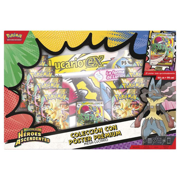 Blister cartas Mega Lucario Premium Poster Collection Heroes Ascendentes Pokemon